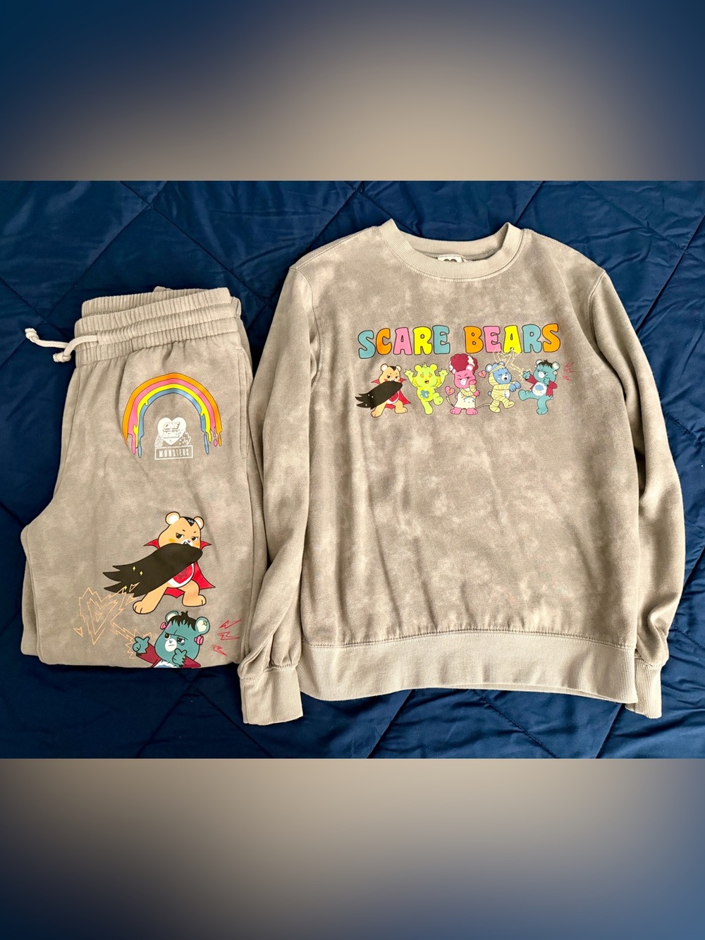 LIKE NEW Scare Bears Care Bears x Universal Monsters Sweatpants Sweatshirt Set